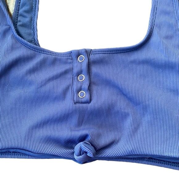 Cabana de Sol Swimsuit Snap Front Tie Bikini Top Large Blue - Picture 3 of 4